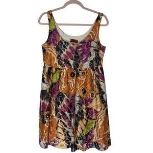 Isle Apparel Orange Purple Black Hot Pink Floral Sleeveless Mini Dress Size S